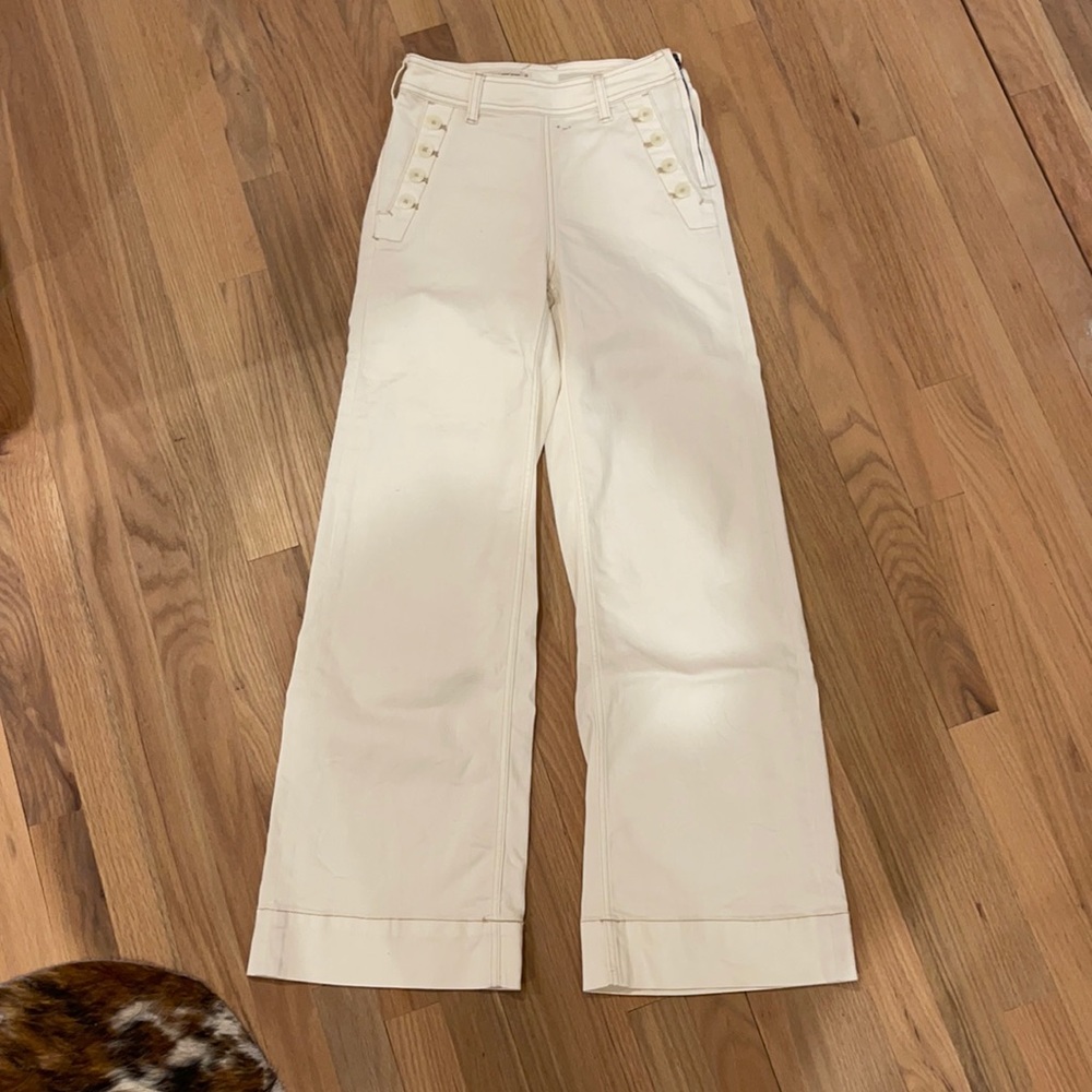 Pilcro and the Letterpress by Anthropologie high waisted cream flares size 25